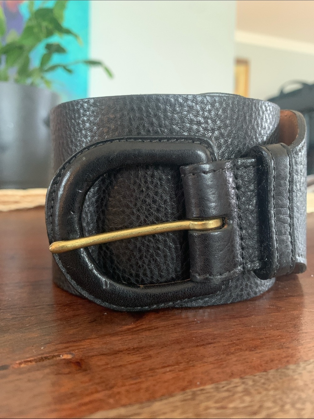 Vintage JOSEF Black Pebble Leather Waist-Cincher Belt | Made in Canada | Size M
